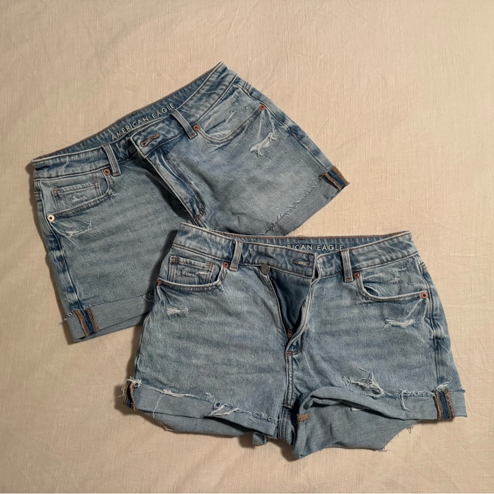 American Eagle Outfitters Women's Distressed Blue Jean Shorts